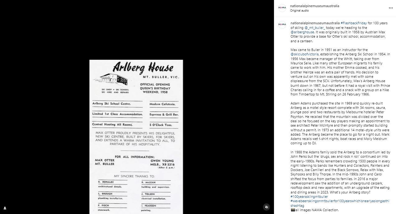 Historic images and stories from the 100 years of skiing on Mt Buller as shared by the National Alpine Museum