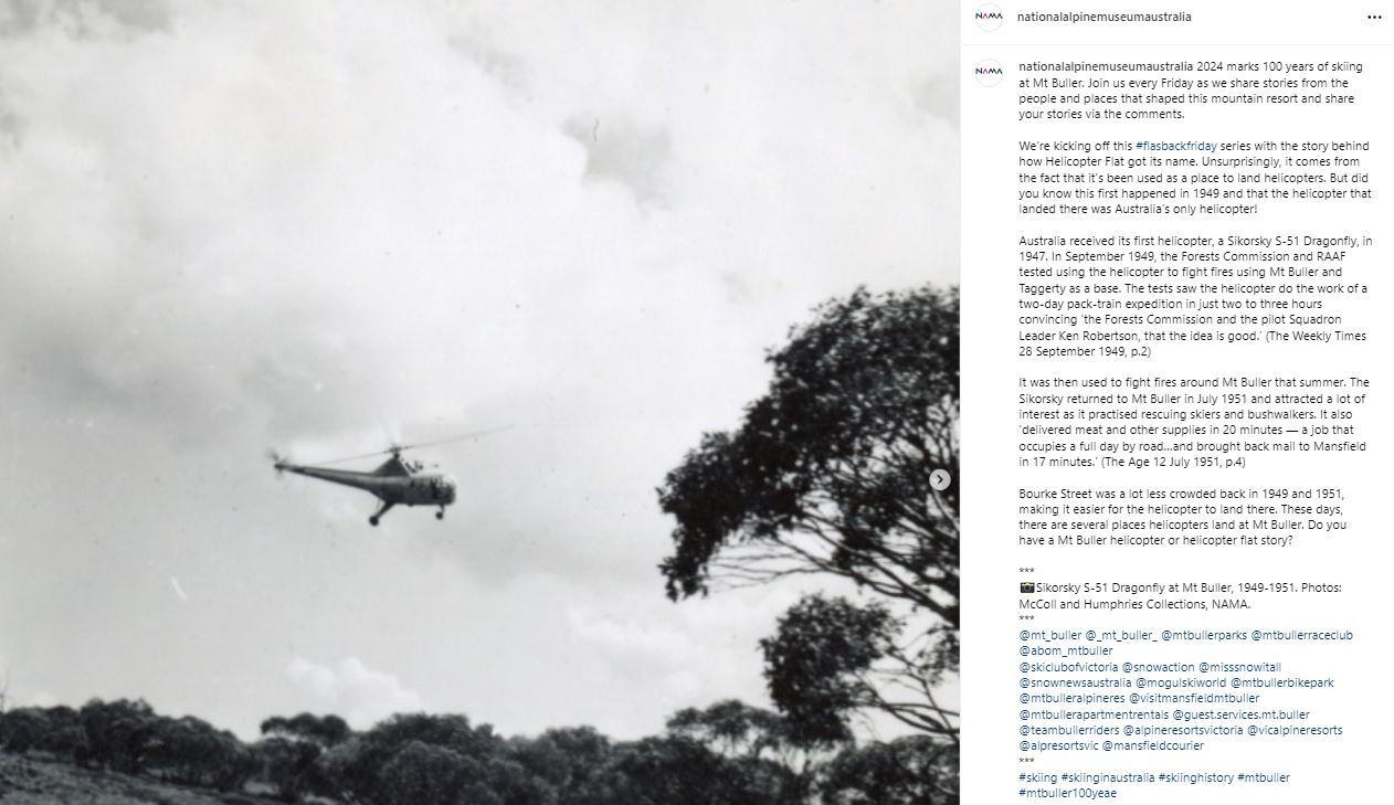 Historic images and stories from the 100 years of skiing on Mt Buller as shared by the National Alpine Museum