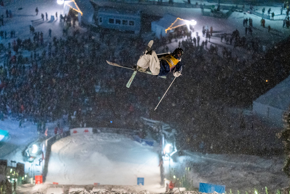 20240203 Jakara Anthony spinning her way to Gold in Deer Valley in the dual moguls. Photo Chris Hocking/OWIA