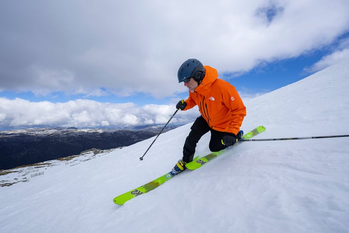 40 Huw cranking some telemark turns at Thredbo. Credit Mark Watson