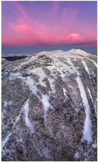 Aerial view of Mt Buller at dawn by photographer Tony Harrington (C) HarroArt Gallery