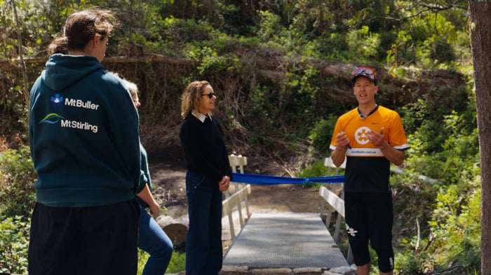 Nicole Nye JSIRE and David McCoombe ARV officially open the new gravity trails at Mt Buller 30 Oct 2026