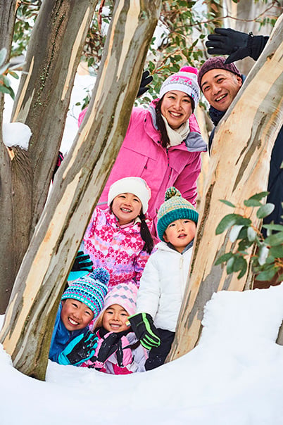 family visits the snow at mt buller