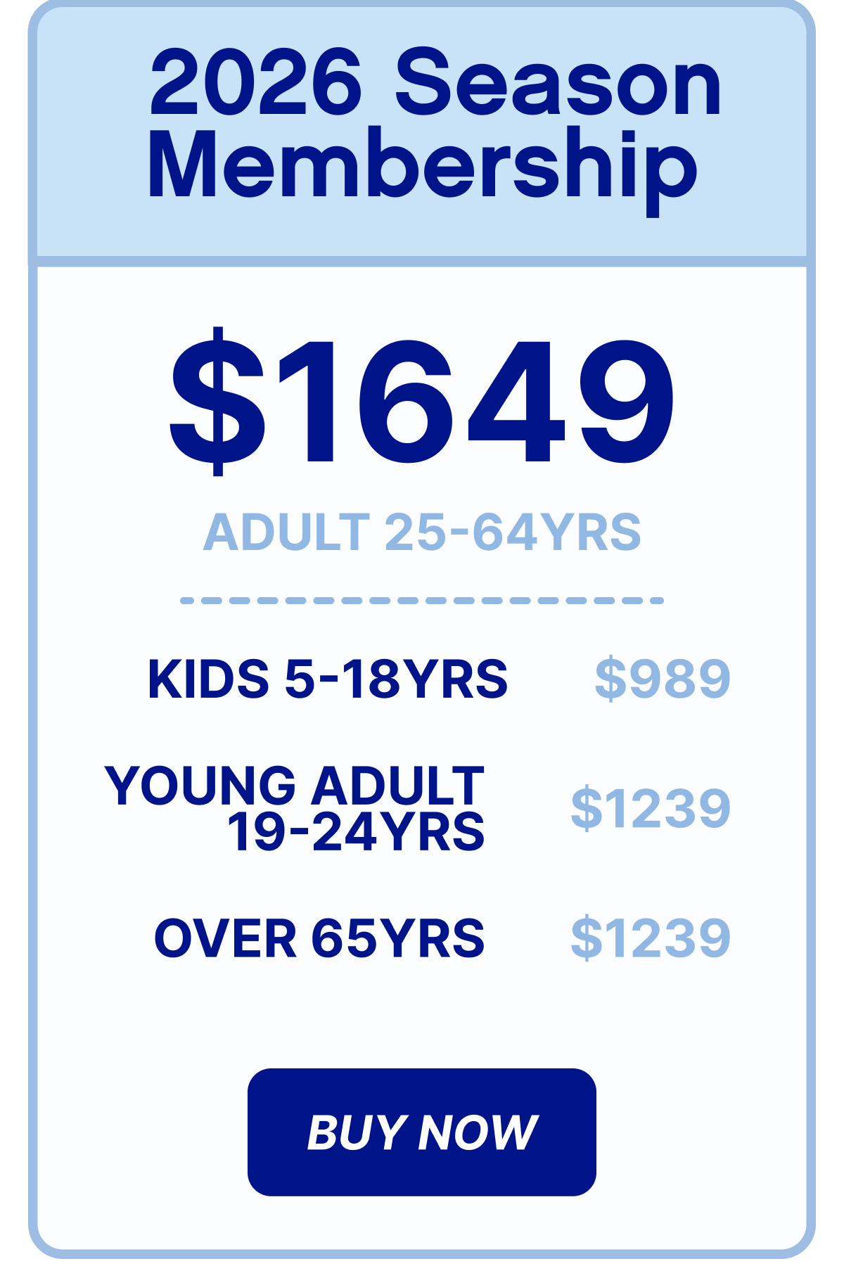 SeasonMembershipSummary Adult $1649