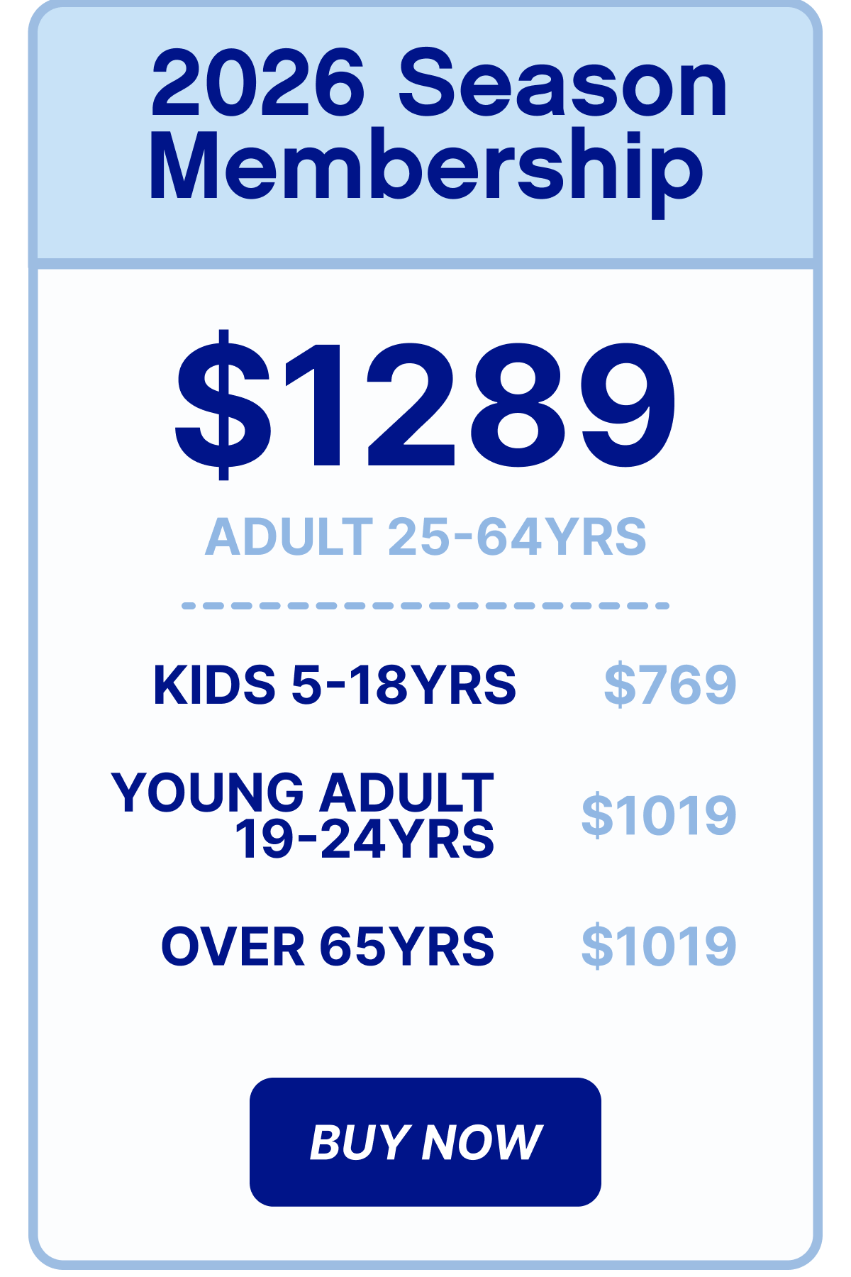 Season Membership Adult $1289