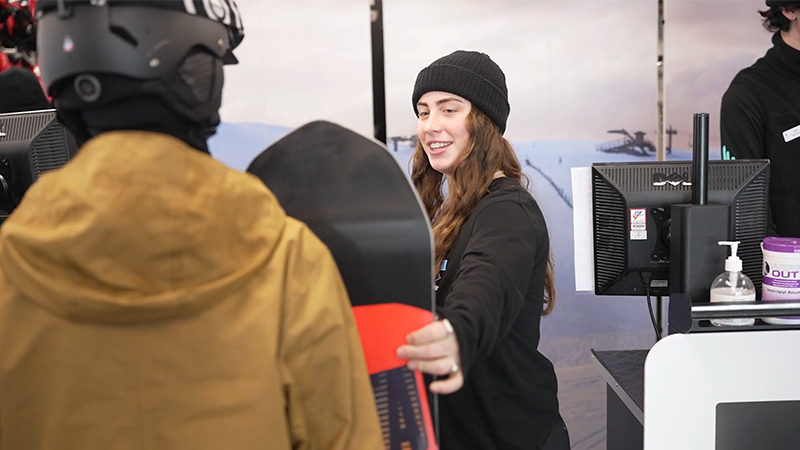 renting a snowboard in resort